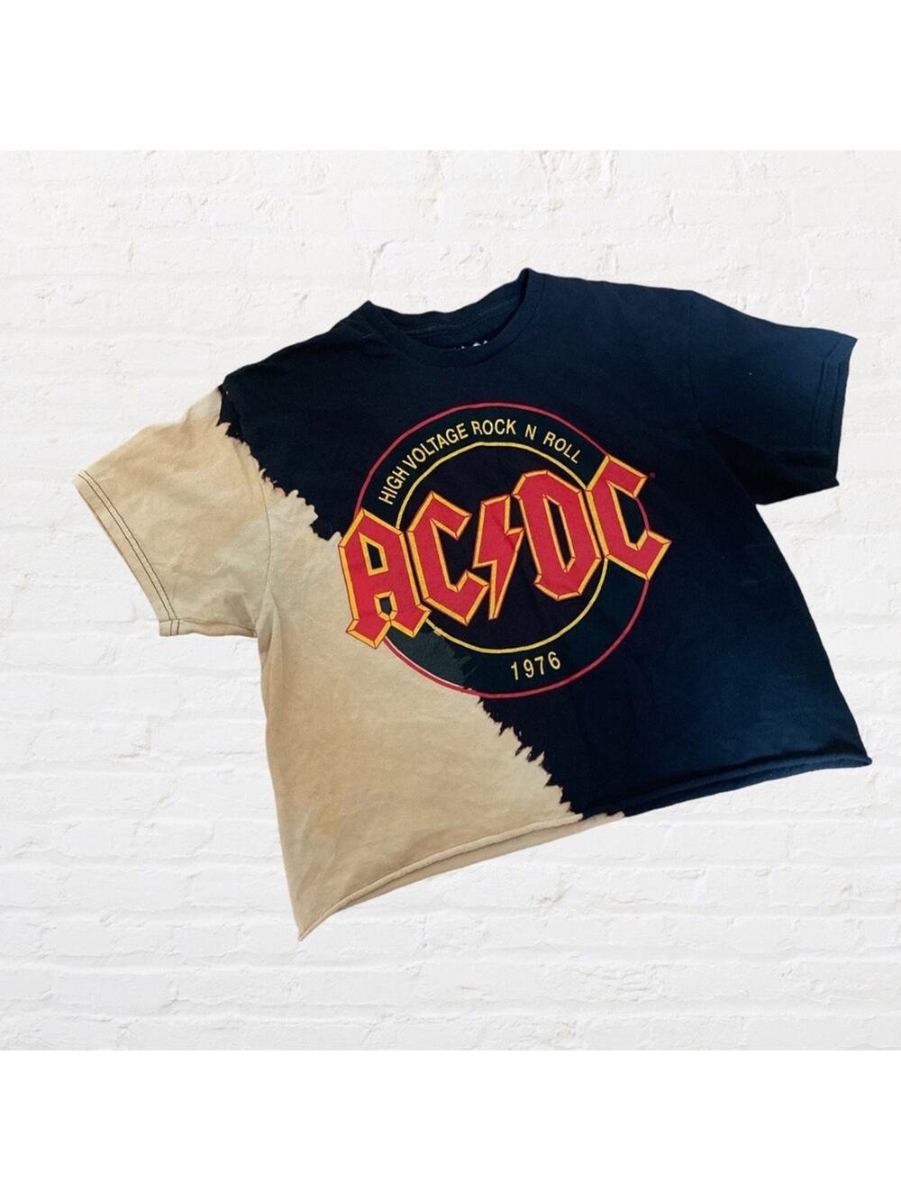 AC/DC reworked tie dye cropped tshirt